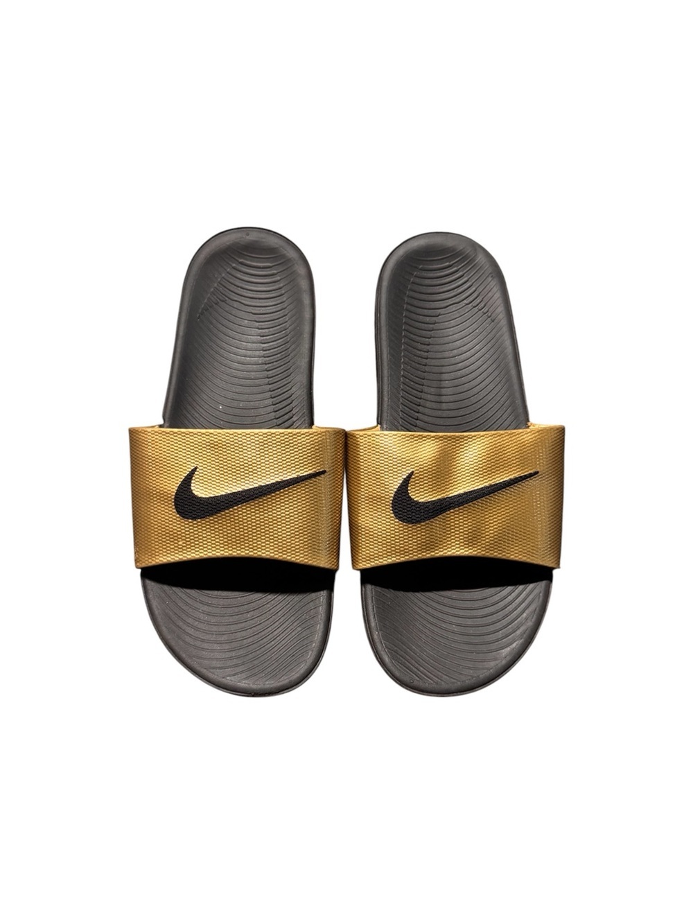 Nike Kawa Gold & Black Slide Sandals Women’s Size 8 Comfort Pool Beach Slides